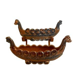 2 Porcelain Wade Viking Ships